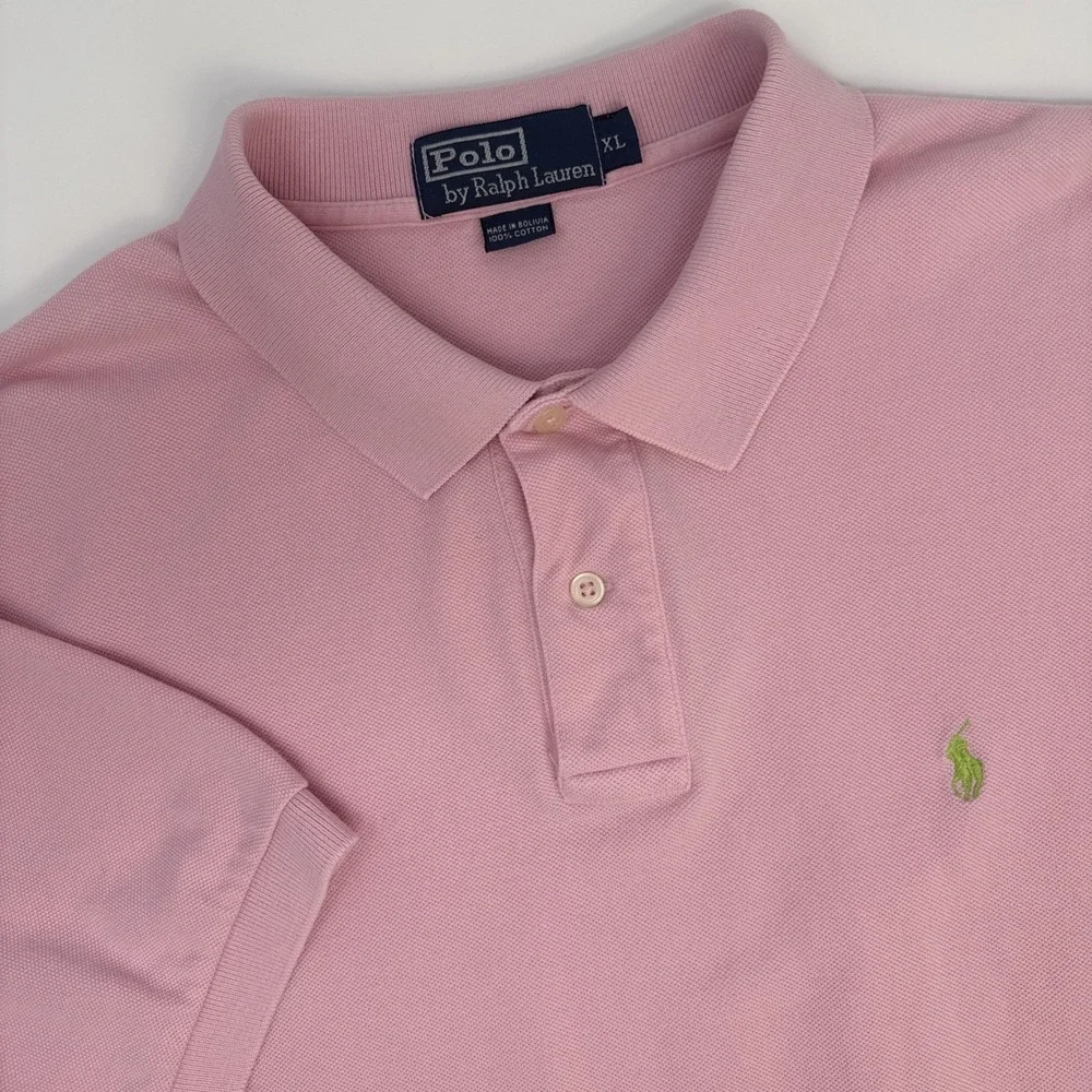 Polo Ralph Lauren Light Pink‎ Polo Shirt Men's XL Green Pony